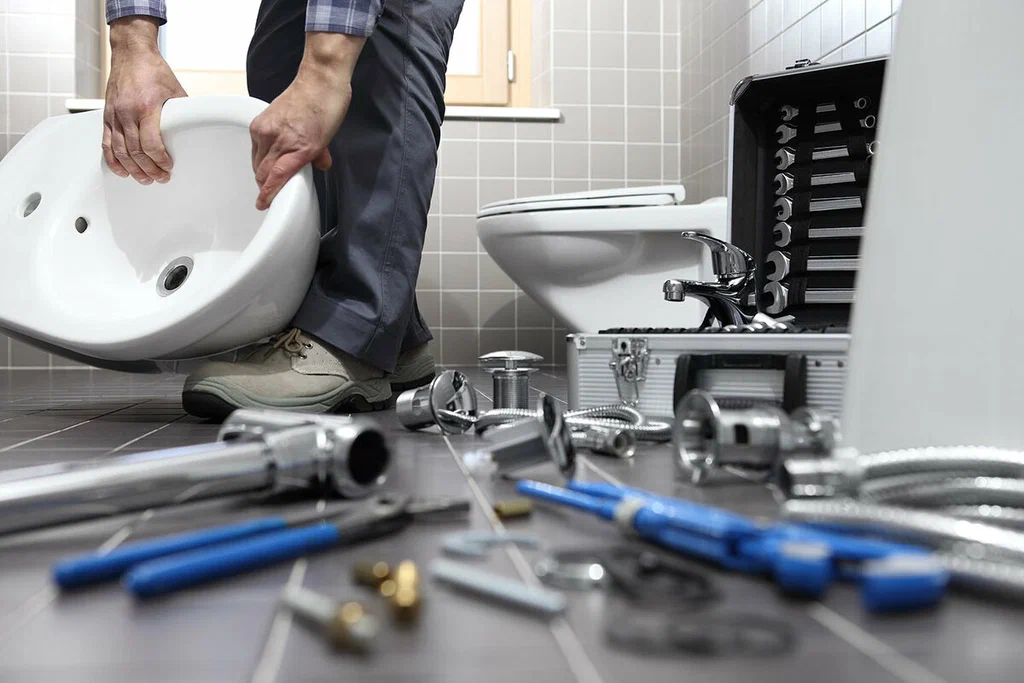 Plumbing tools prepared for a bathroom repair in Pittsburgh